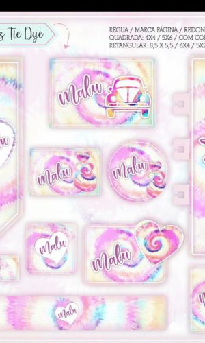 Aquivos digitais etiquetas escolar tie dye