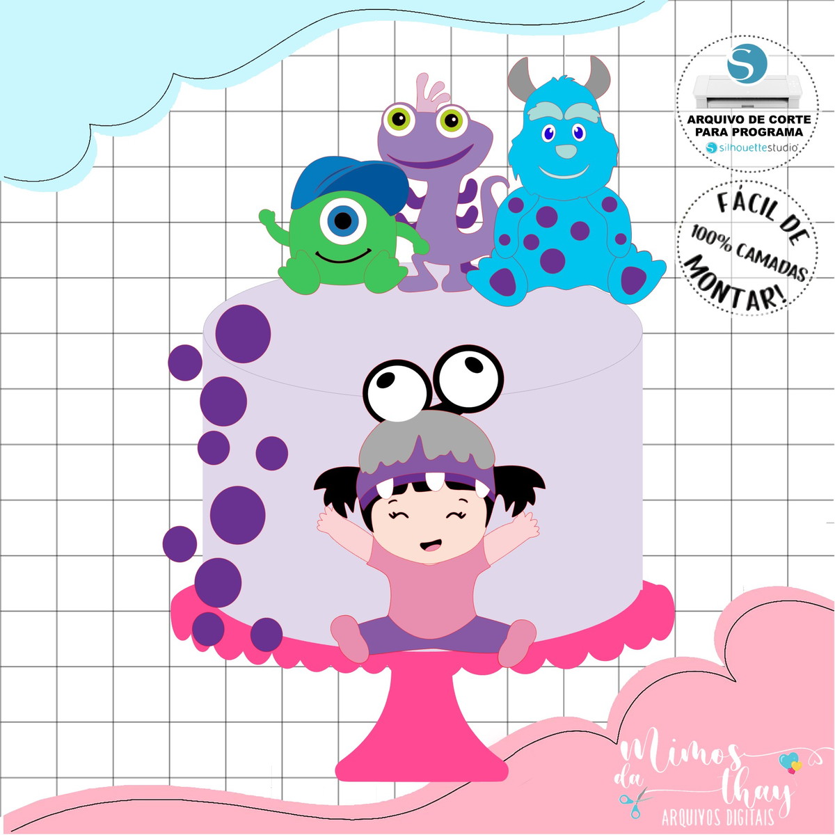 Arquivo Corte: Topo de Bolo Baby Monstros Sa Cute 004