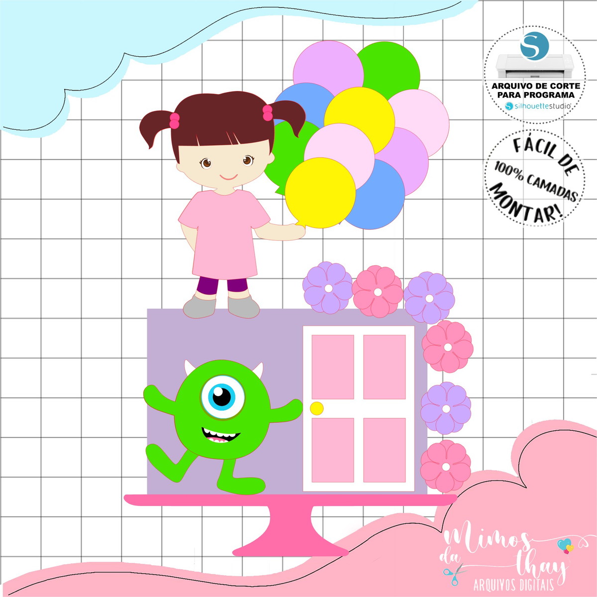 Arquivo Corte: Topo de Bolo Baby Monstros Sa Cute 008