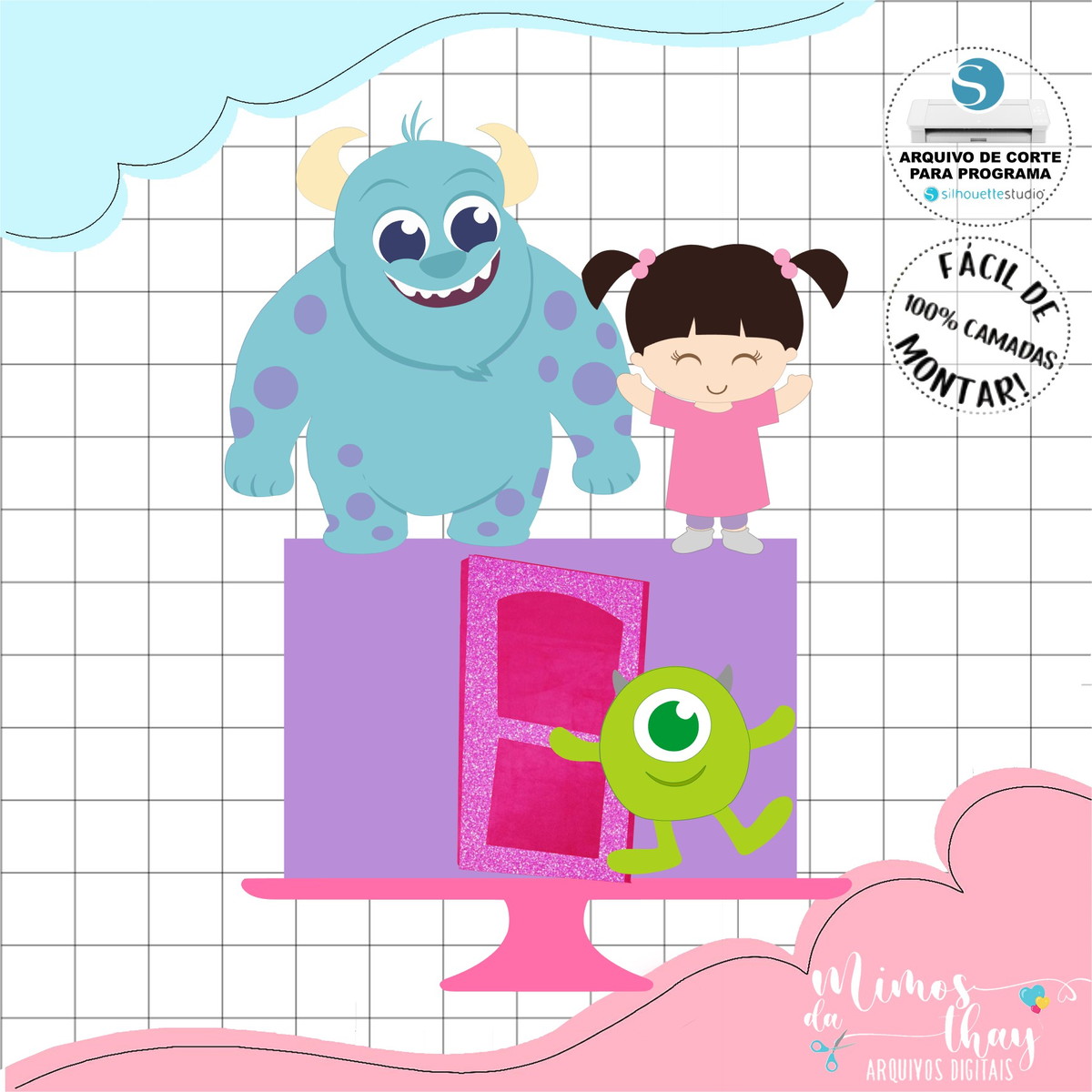 Arquivo Corte: Topo de Bolo Baby Monstros Sa Cute 009