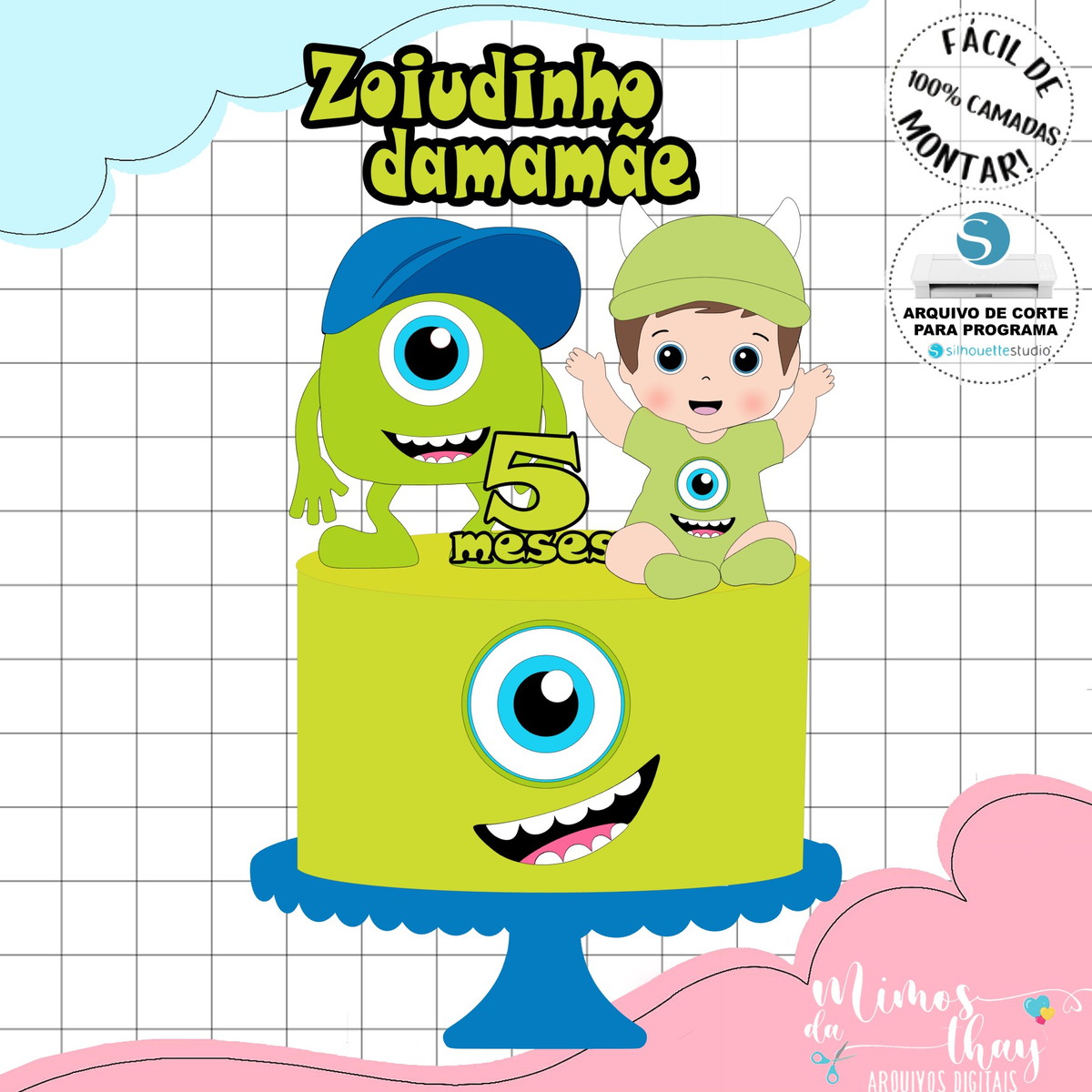Arquivo Corte: Topo de Bolo Baby Monstros Sa Cute 011