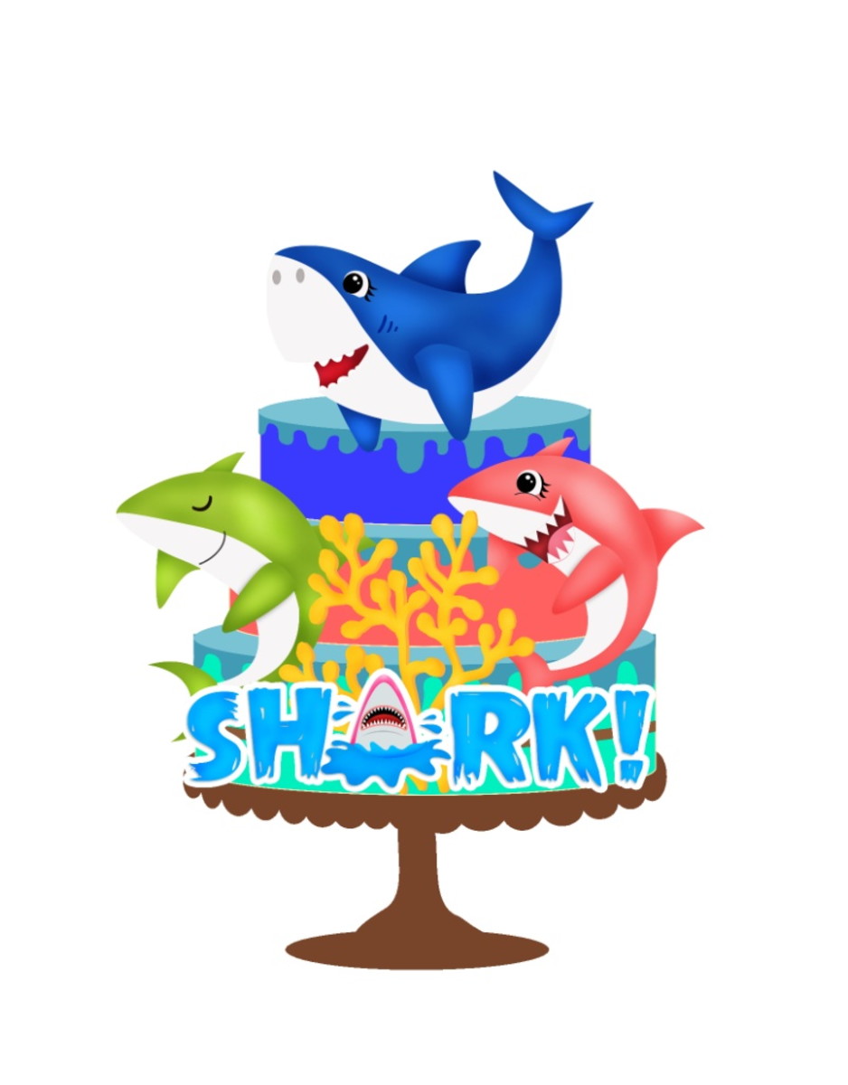 Arquivo Corte Topo de Bolo Baby Shark Tubarões