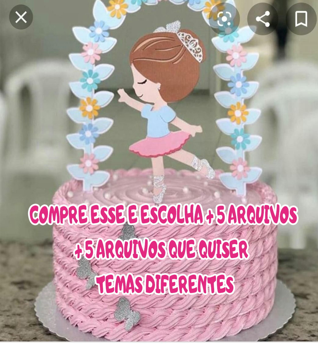 Arquivo Corte Topo de Bolo Balairina Cute
