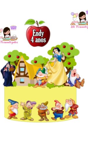 Arquivo Corte Topo de Bolo Branca de Neve Casa