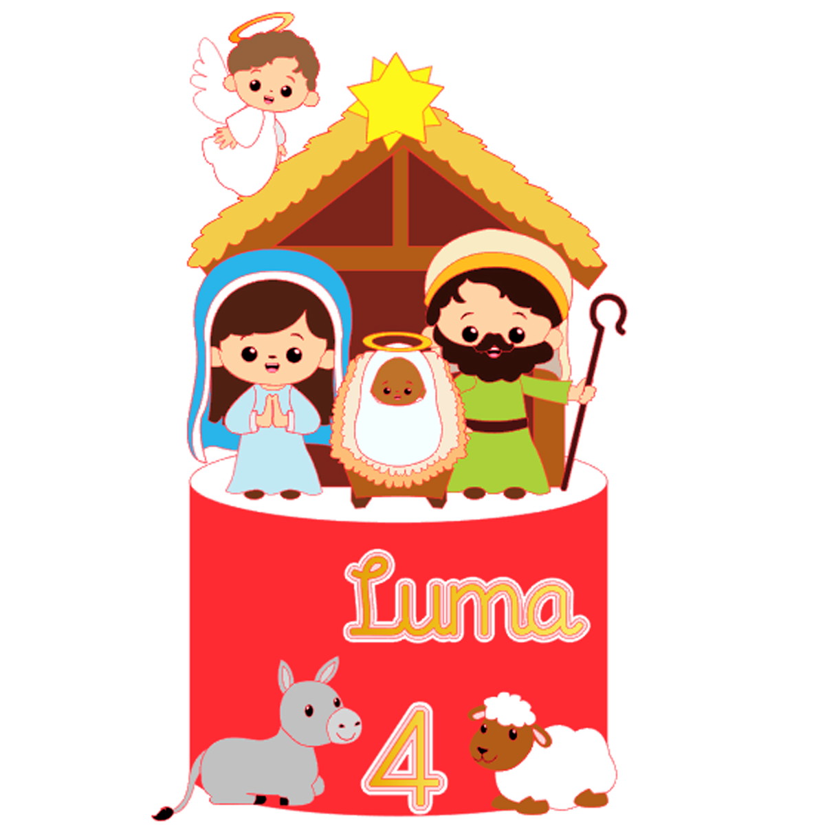 Arquivo Corte Topo de Bolo Feliz Natal Presépio Cute 103