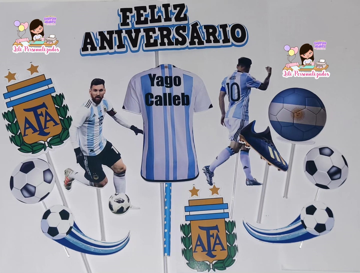 Arquivo Corte Topo de Bolo Futebol Argentina Messi - Imagem 2