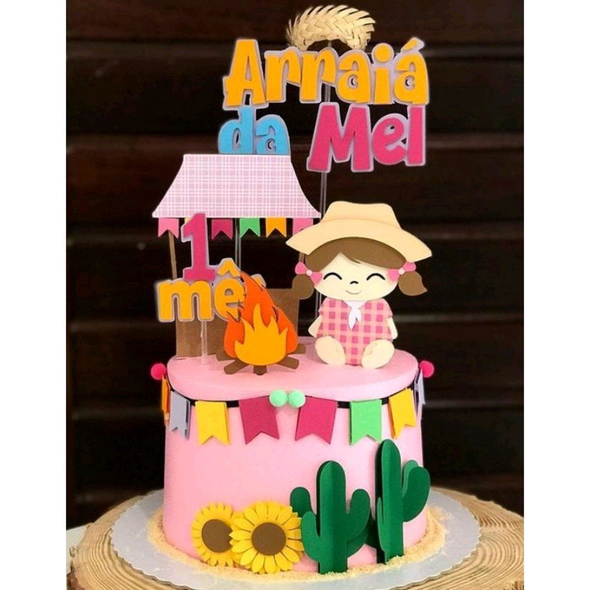 Arquivo Corte Topo de Bolo Junino Menina Bebe Camadas #2384