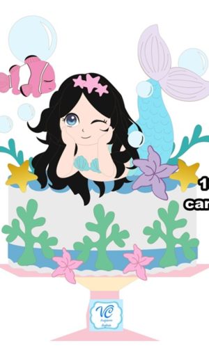 Arquivo corte Topo de bolo Menina Sereia