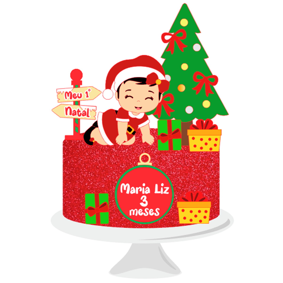 Arquivo Corte: Topo de Bolo Meu 1° Natal Menina Baby 118