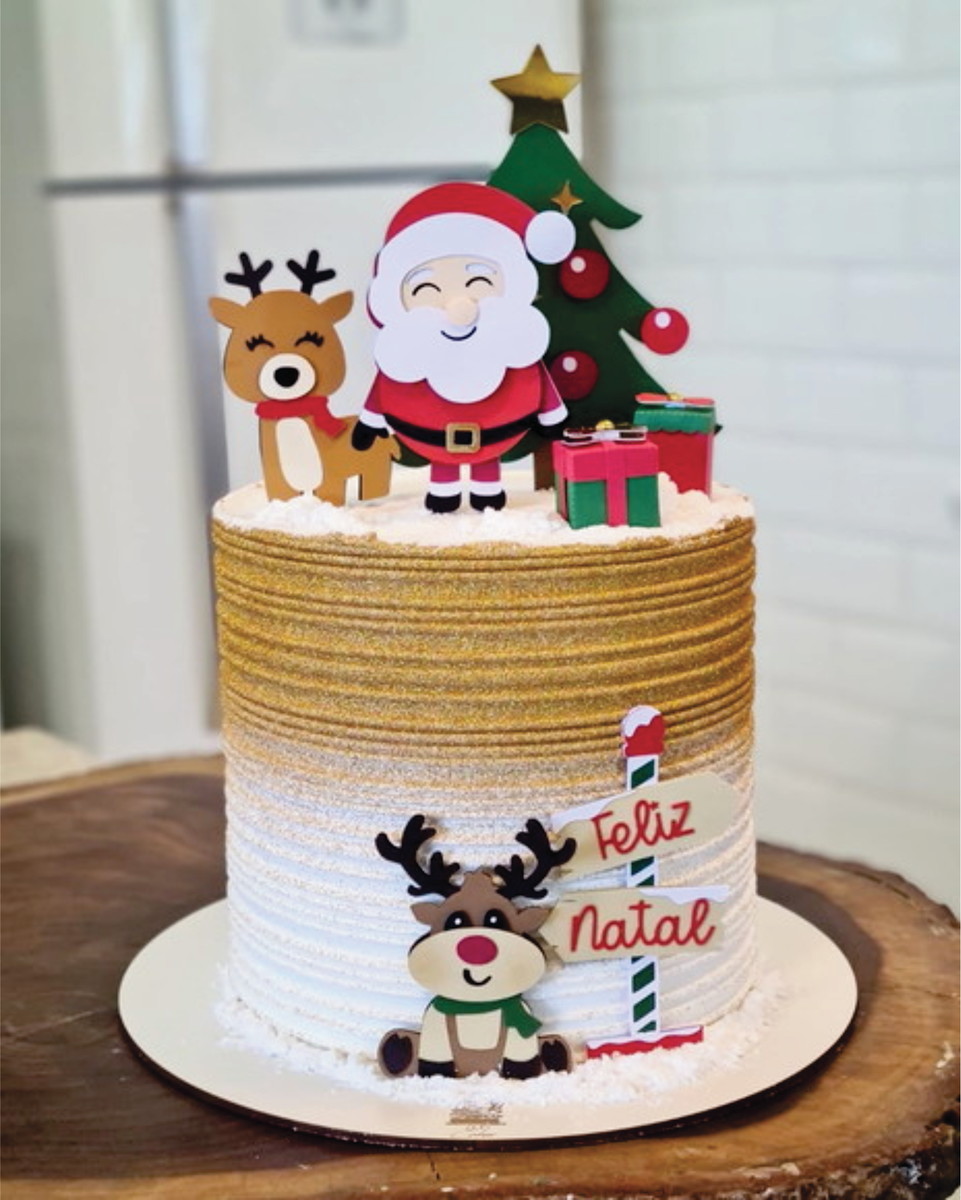 Arquivo Corte Topo de Bolo Natal Papai Noel Cute - 018