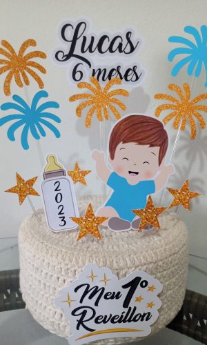 Arquivo Corte Topo de Bolo Reveillon Menino +1 de Brinde