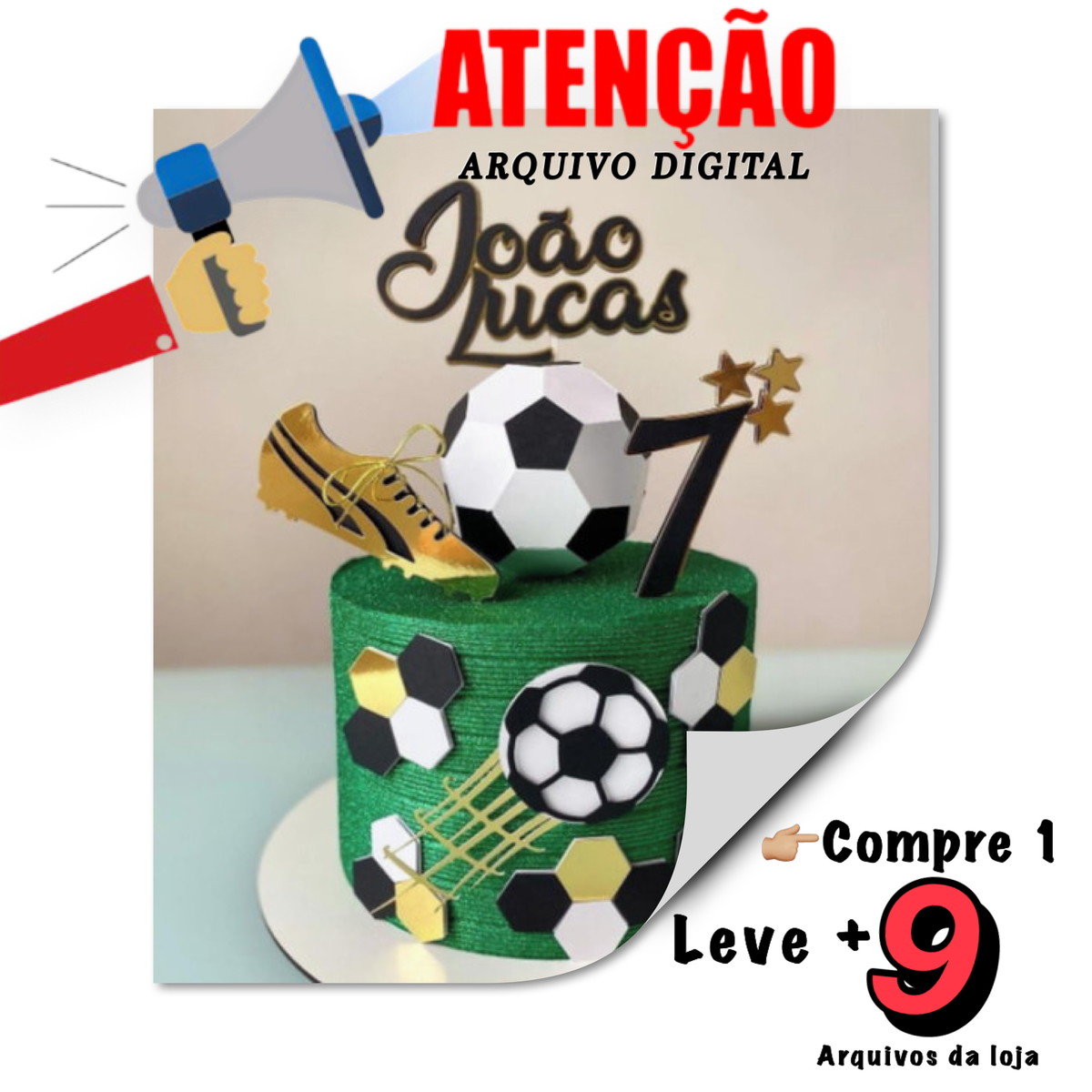 Arquivo Corte Topo de Bolo - Topo Futebol Bola 3d e Chuteira