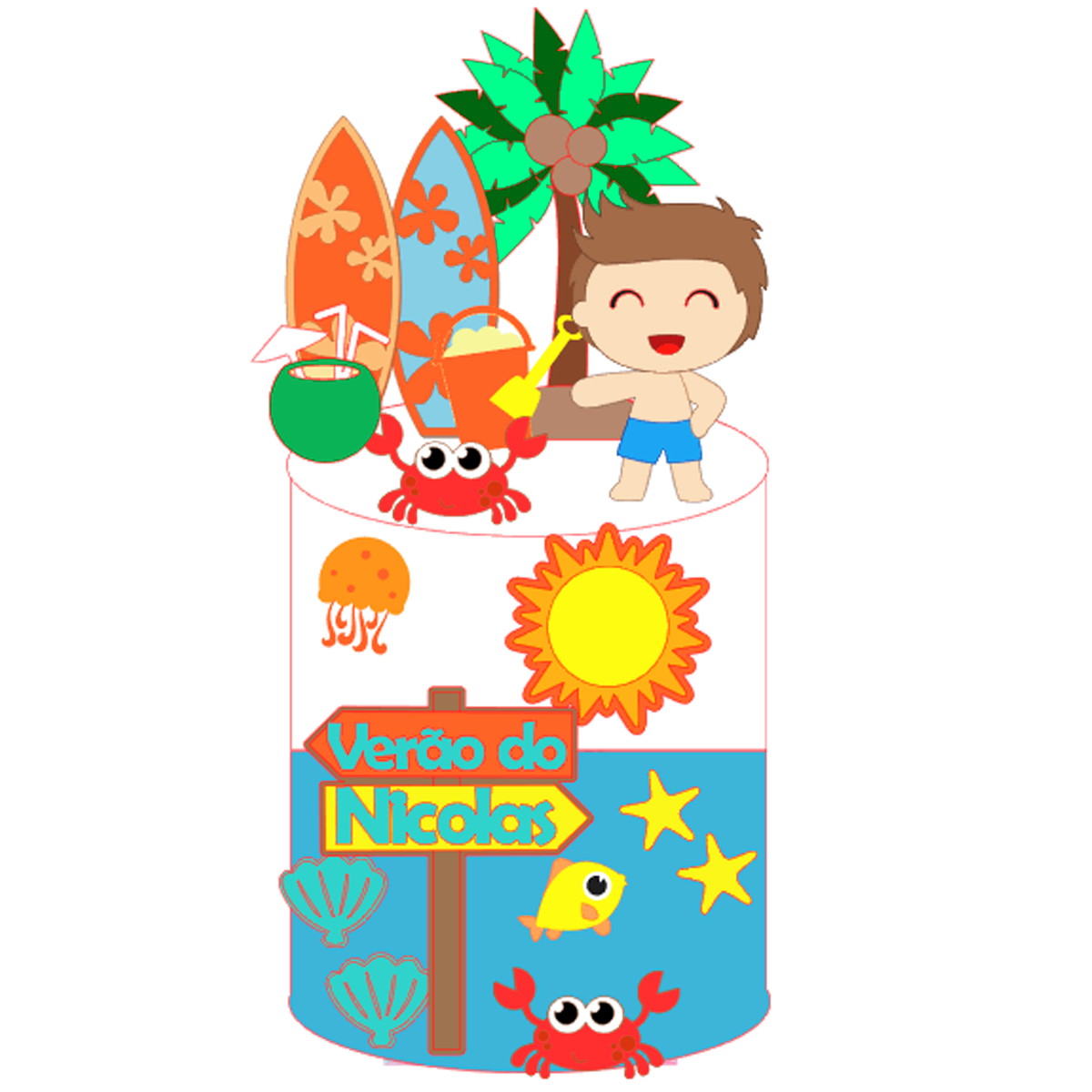 Arquivo Corte: Topo de Bolo Verão Menino na Praia 005