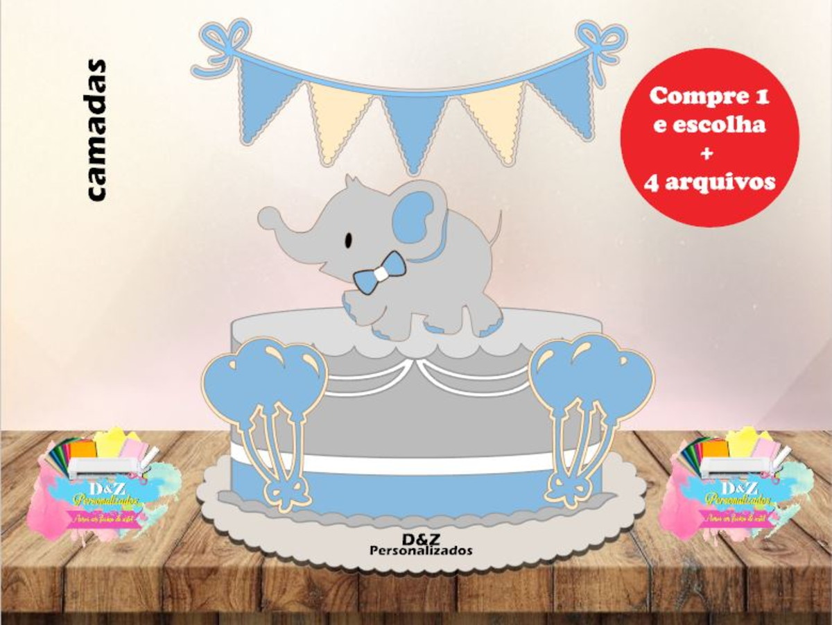 Arquivo Corte - Topo Elefantinho Menino (camadas)-cod-1087