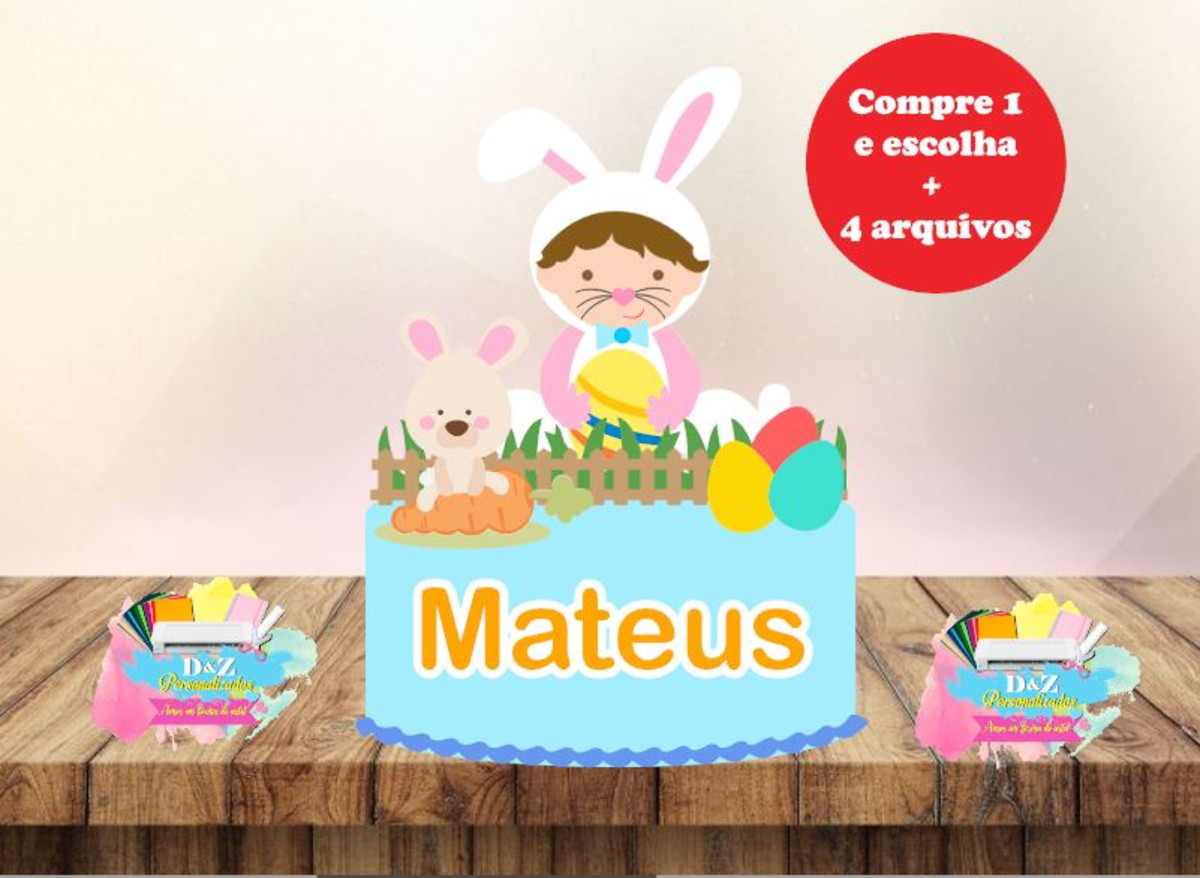 Arquivo Corte - Topo Pascoa Menino Coelho-cod-811