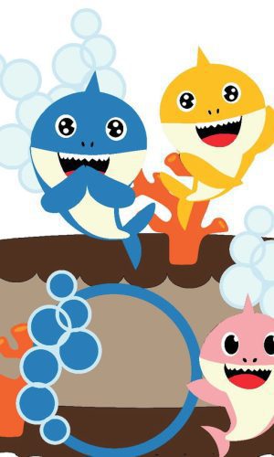 Kit com 5 arquivos de corte 04-BABY SHARK TOPO DE BOLO CAMAD