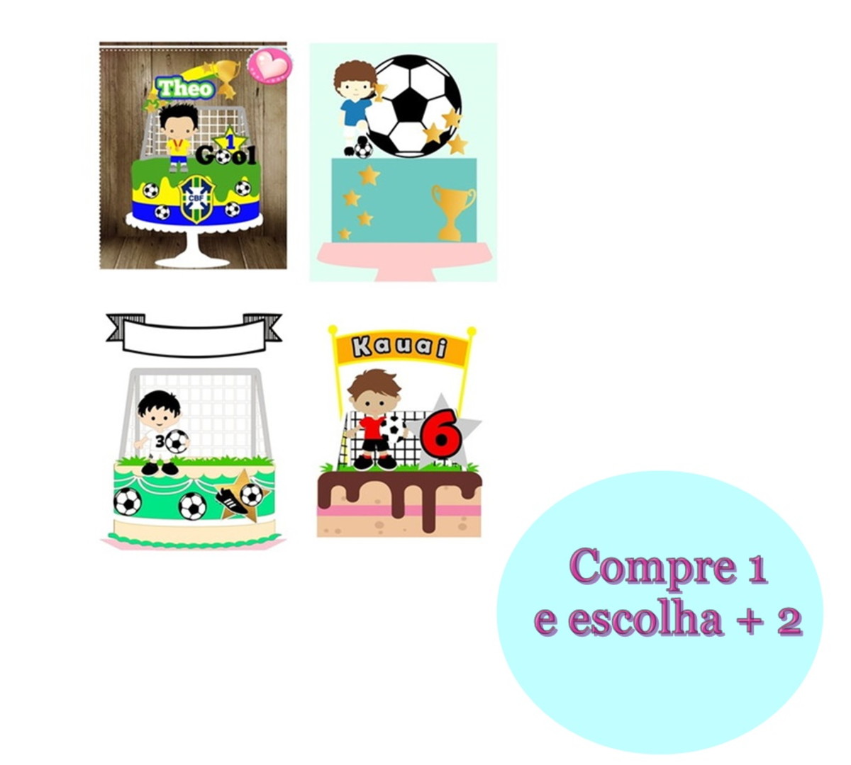 ARQUIVO DE CORTE 4 TOPOS DE BOLO FUTEBOL - Imagem 2