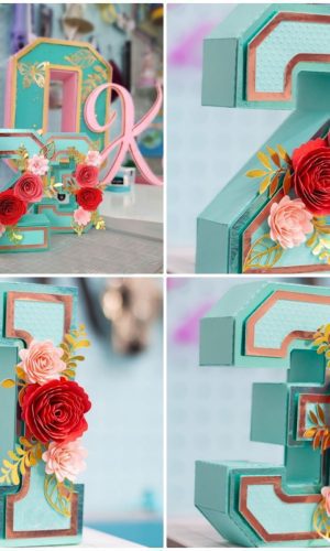 Arquivos de corte números com flores pdf e studio