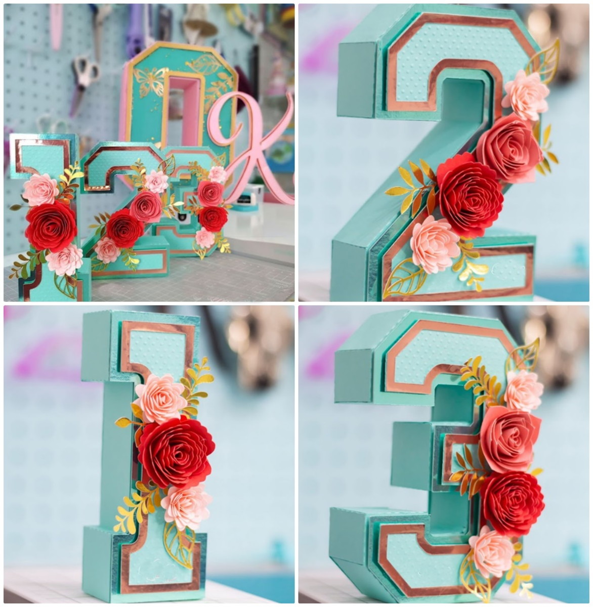Arquivos de corte números com flores pdf e studio