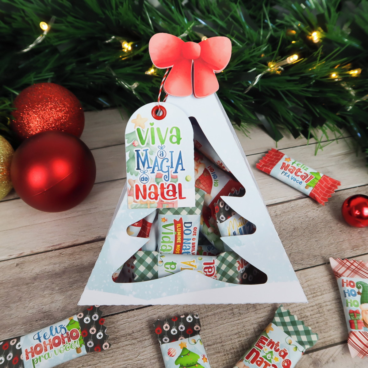 Arquivo de Corte Caixa Arvore Balinha de Natal - Imagem 2