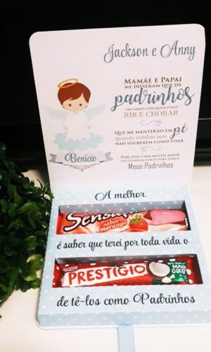 Arquivo de Corte Caixa Convite Batizado Padrinhos