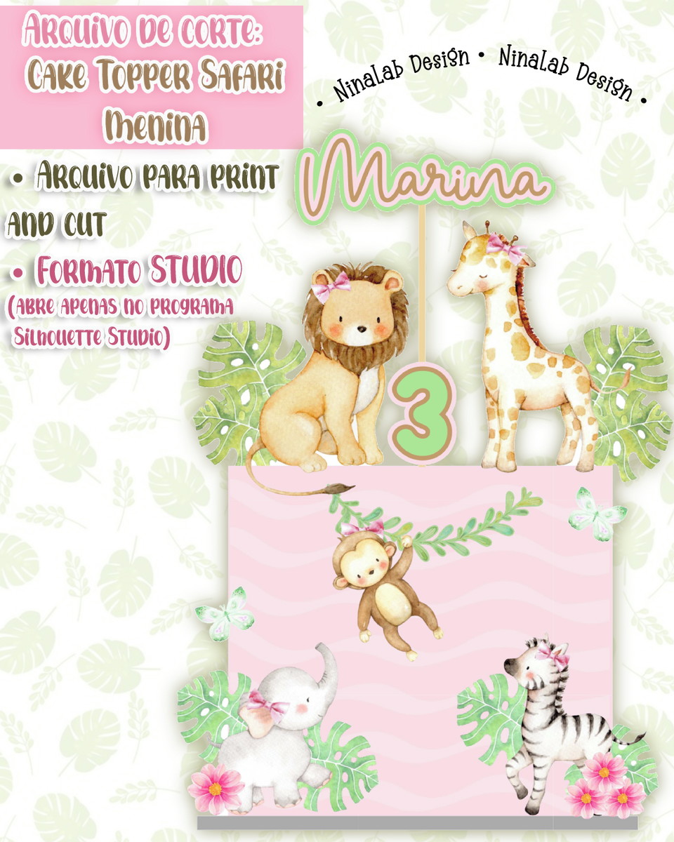 Arquivo de corte: Cake Topper - SAFARI MENINA