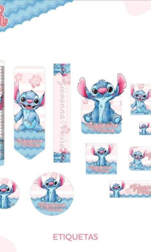 Arquivo de Corte Combo Etiqueta Escolar Stitch