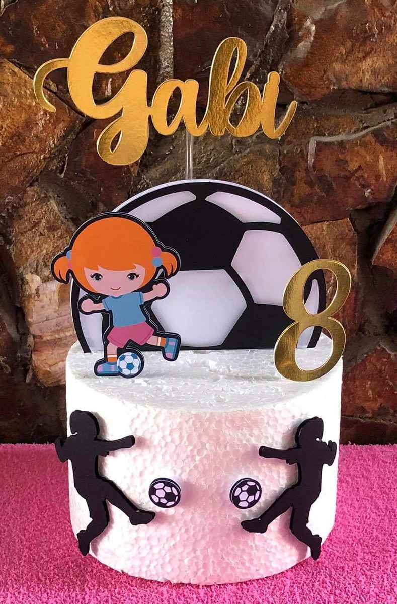 Arquivo de Corte Digital - Topo de Bolo Futebol Menina