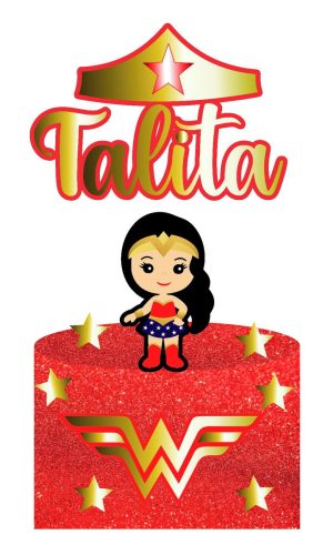 Arquivo de Corte Digital - Topo de Bolo Mulher Maravilha