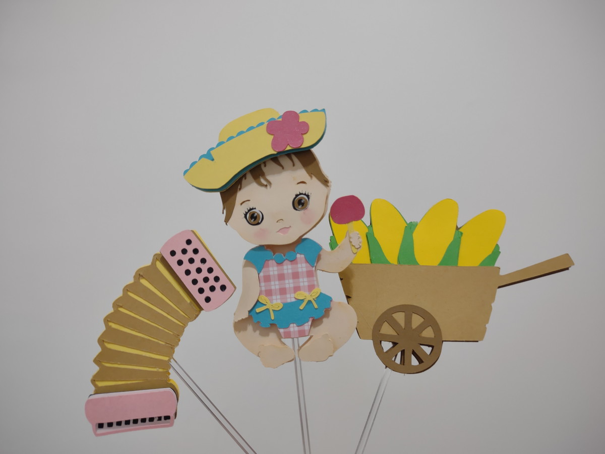 Arquivo de corte em camadas topo de bolo festa junina menina