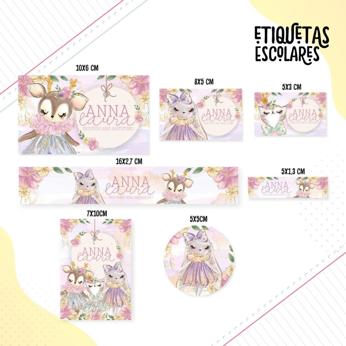 Arquivo de Corte Etiqueta Escolar Cute Menina Studio Png