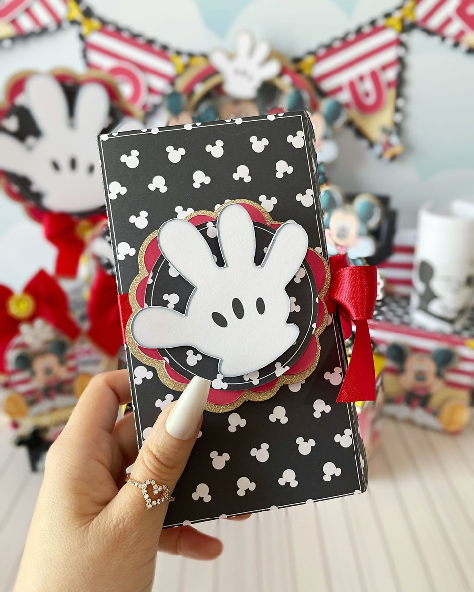 Arquivo de Corte Caixa Convite Mickey Mouse Aquarela