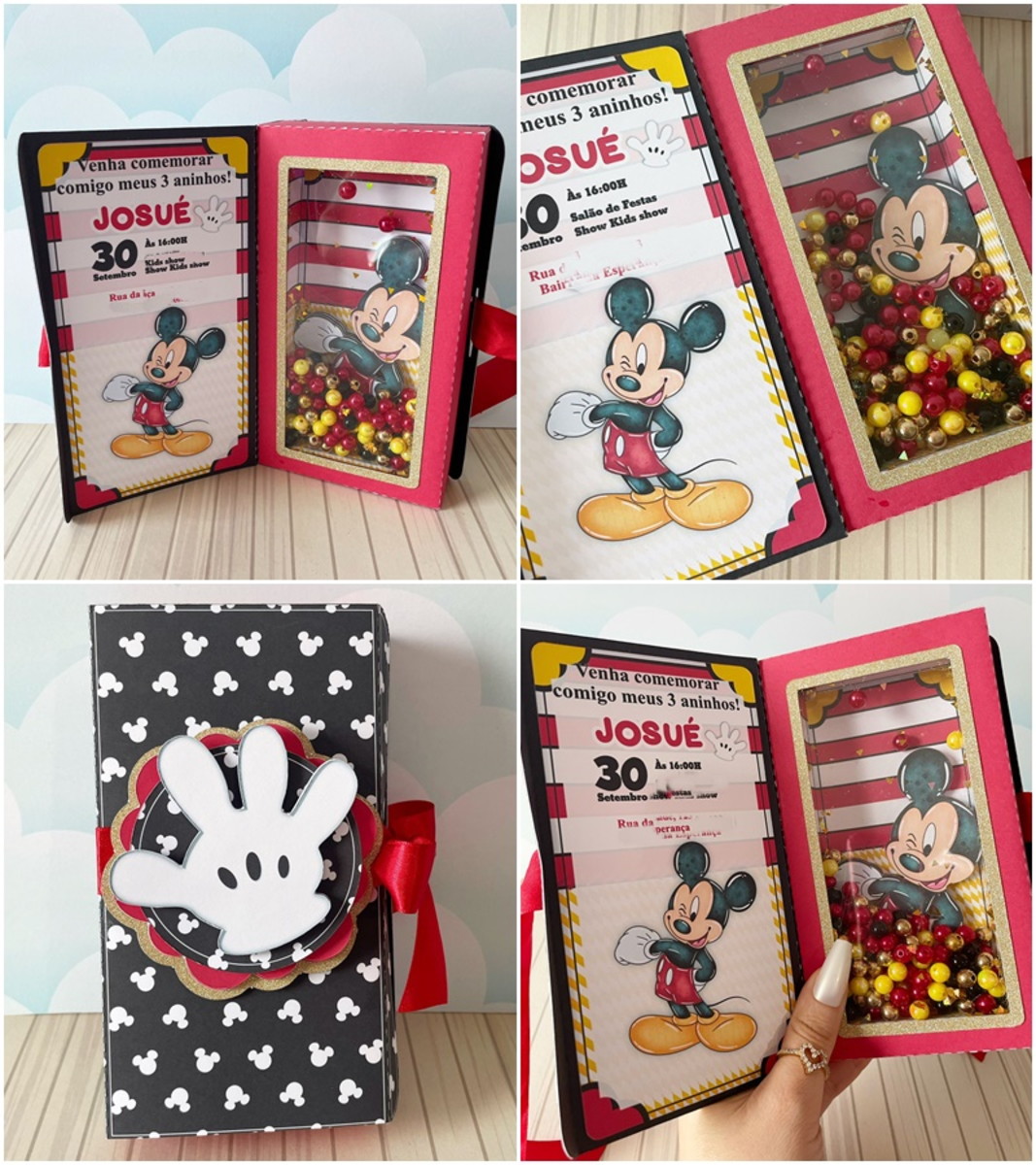 Arquivo de Corte Caixa Convite Mickey Mouse Aquarela - Imagem 2