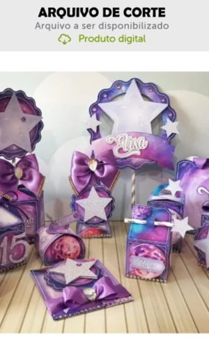Arquivo de Corte Kit Papelaria Galáxia Menina