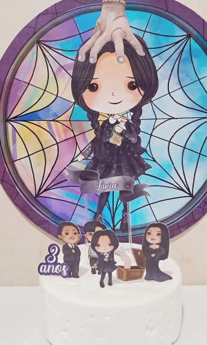 Arquivo de Corte Painel+topo de Bolo Wandinha Cute