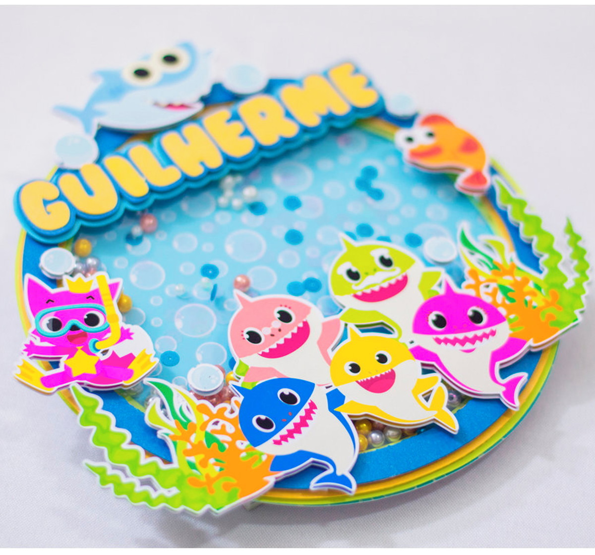 Arquivo de Corte Shaker Topo de Bolo Baby Shark
