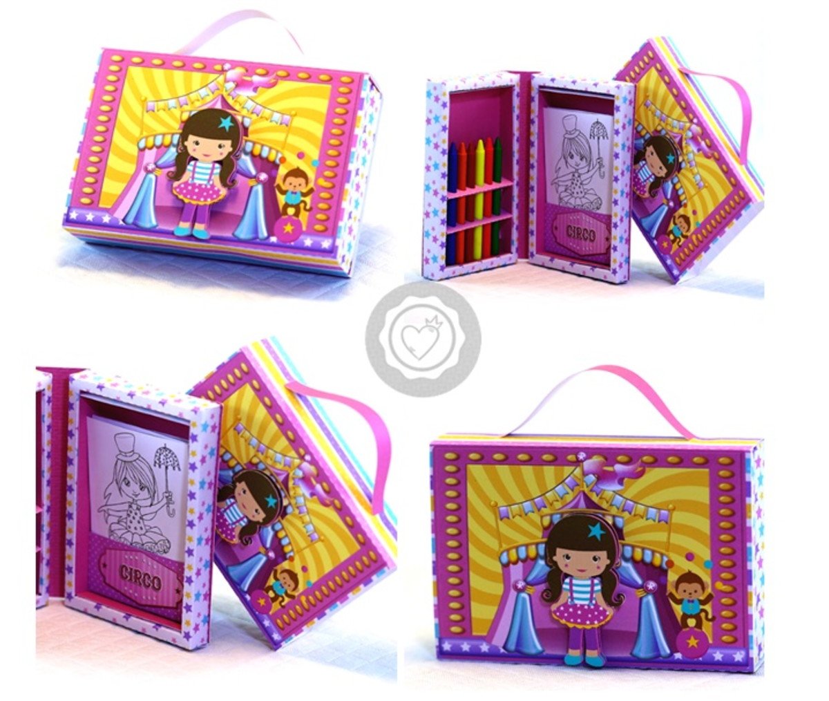 Arquivo de Corte Kit Pintura Maleta Circo Rosa