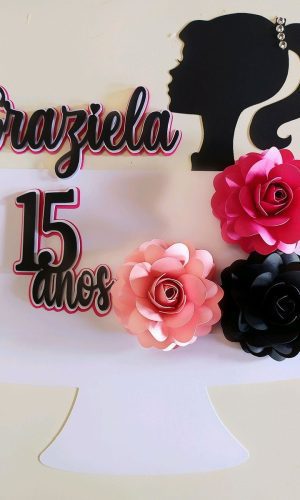 Arquivo de corte Topo 15 anos flores rosto de mulher +brinde