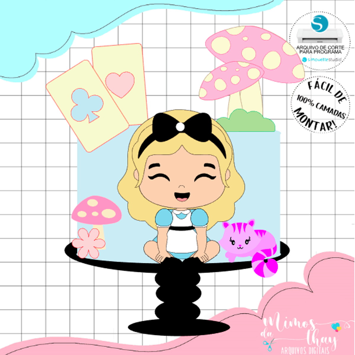 Arquivo de Corte: Topo Alice no Pais das Maravilhas Cute 012