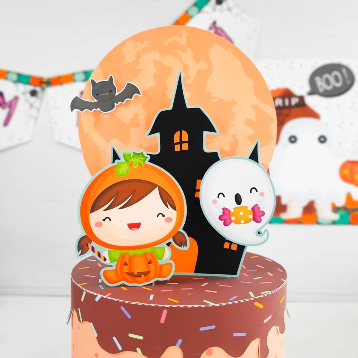 Arquivo de Corte Topo Bolo Halloween Menina