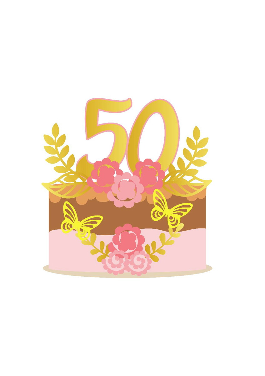 Arquivo de corte topo de bolo 50 anos rosetas