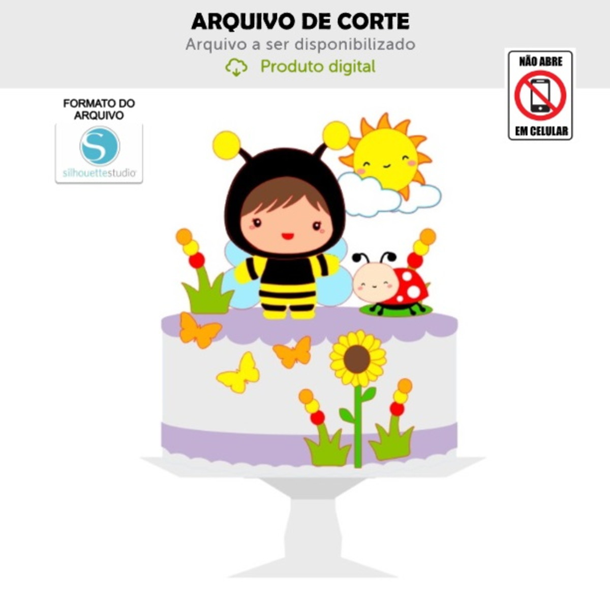 Arquivo de Corte Topo de Bolo Abelhinha Baby