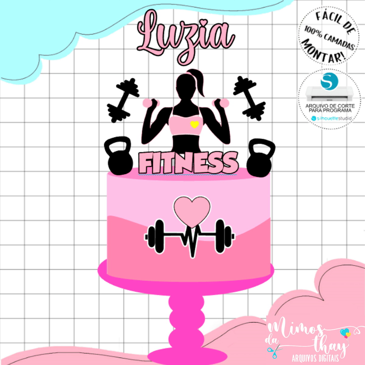 Arquivo de Corte: Topo de Bolo Academia Mulher Fitness 005