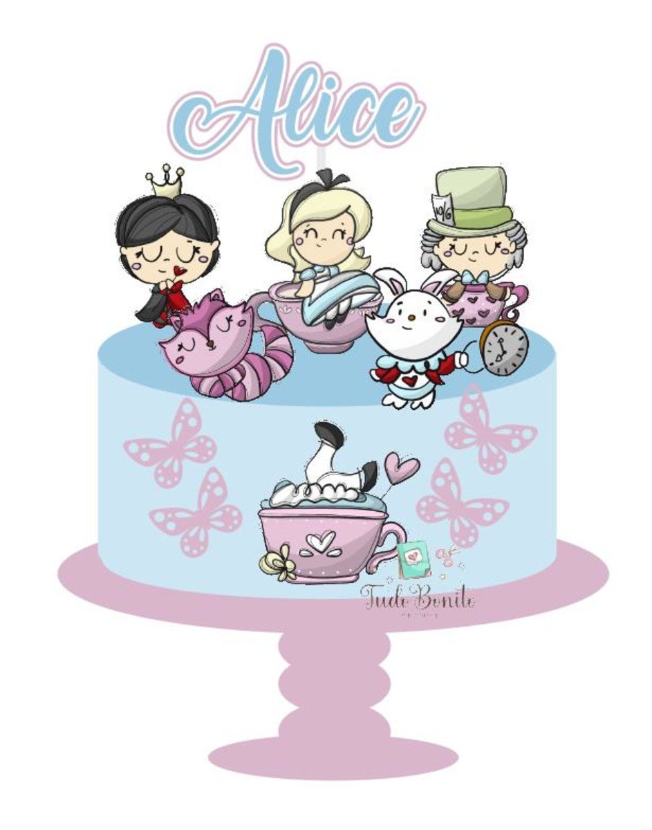 Arquivo de Corte Topo de Bolo Alice Cute