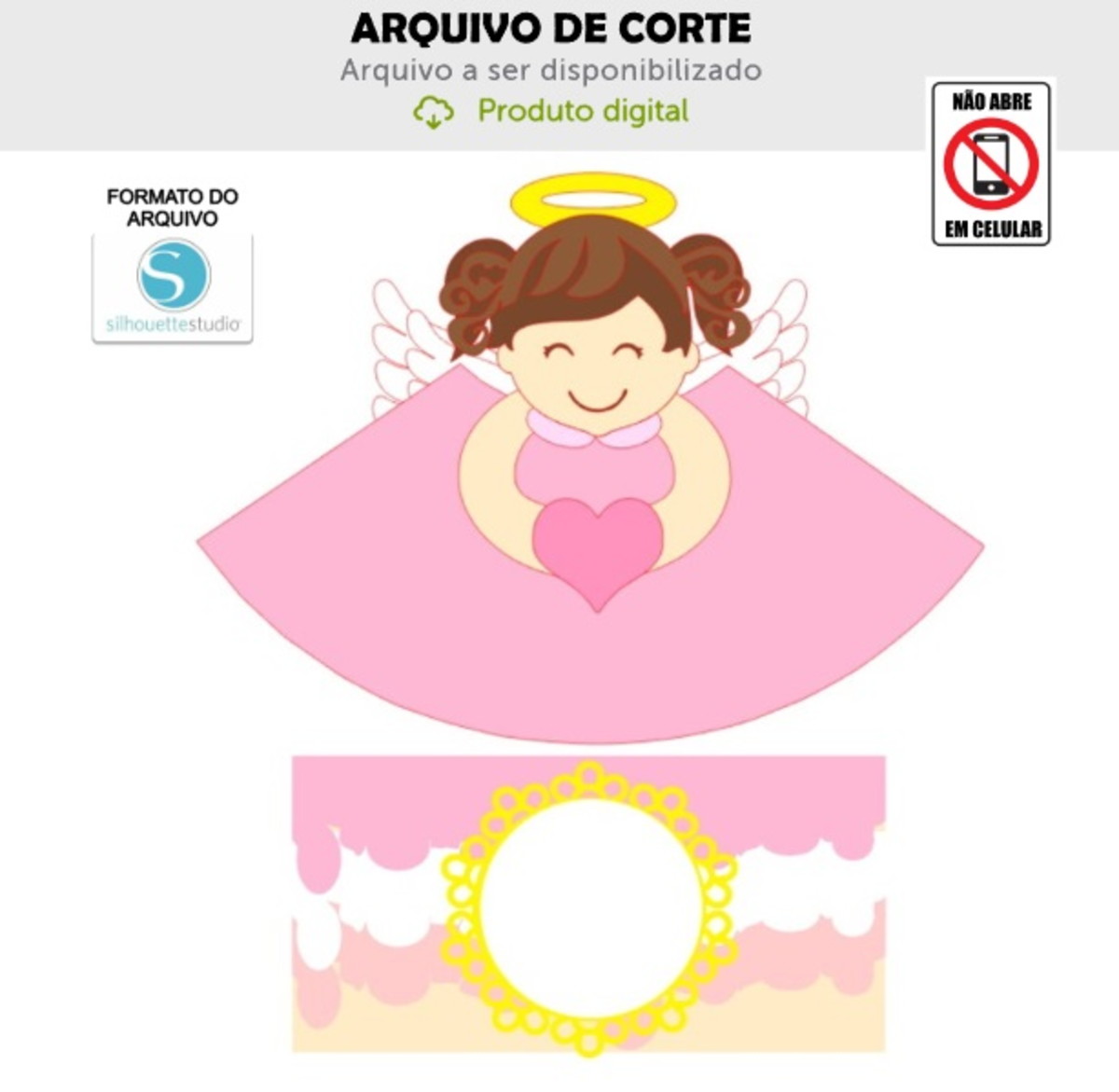 Arquivo de Corte Topo de Bolo -anjinha Menina