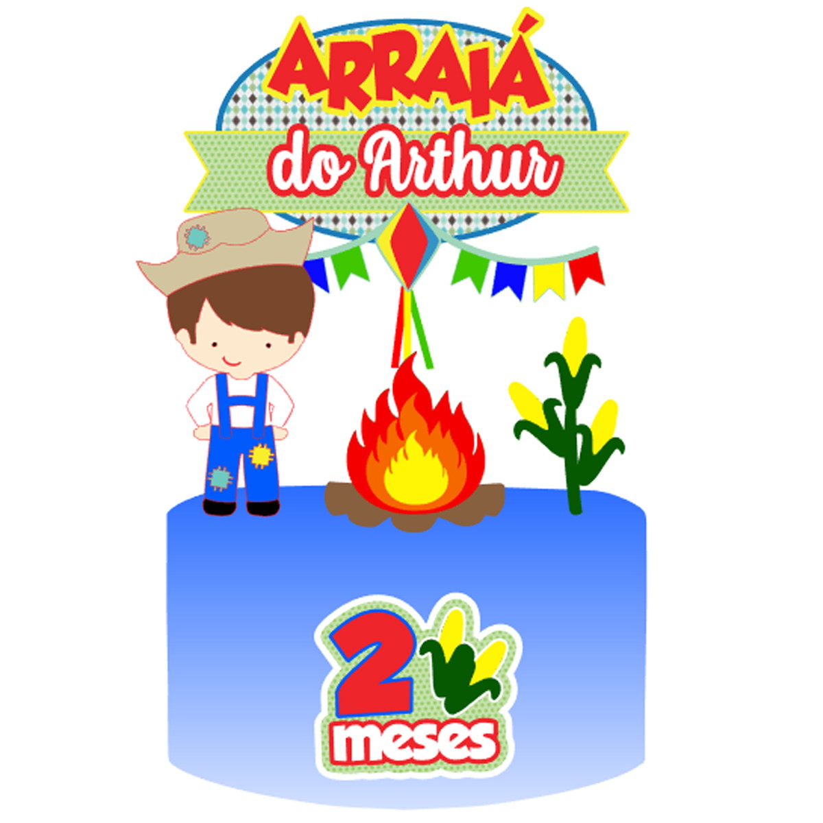 ARQUIVO DE CORTE: TOPO DE BOLO ARRAIÁ MENINO JUNINO 048