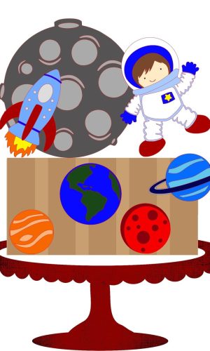Arquivo de Corte Topo de Bolo Astronauta em Camadas #461#