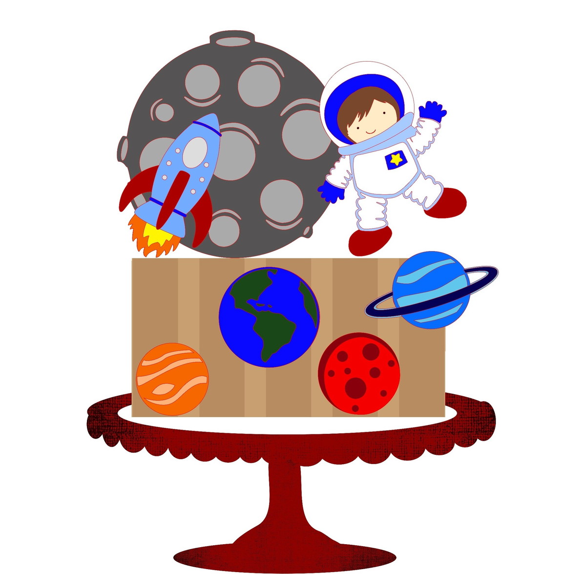 Arquivo de Corte Topo de Bolo Astronauta em Camadas #461#