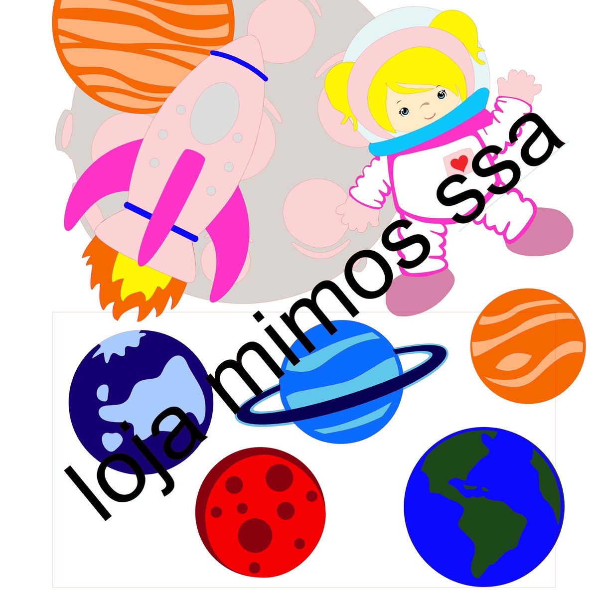 ARQUIVO DE CORTE TOPO DE BOLO ASTRONAUTA menina