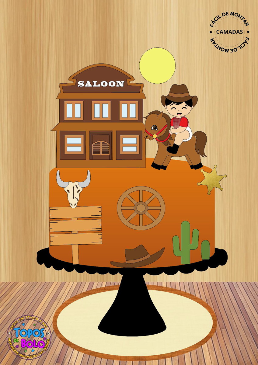 Arquivo de Corte Topo de Bolo Baby Cowboy